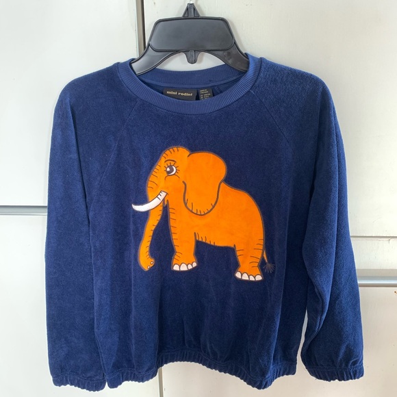 NWT Mini Rodini Blue Elephant Kids Terry Sweatshirt 9-11 yrs - Picture 1 of 6